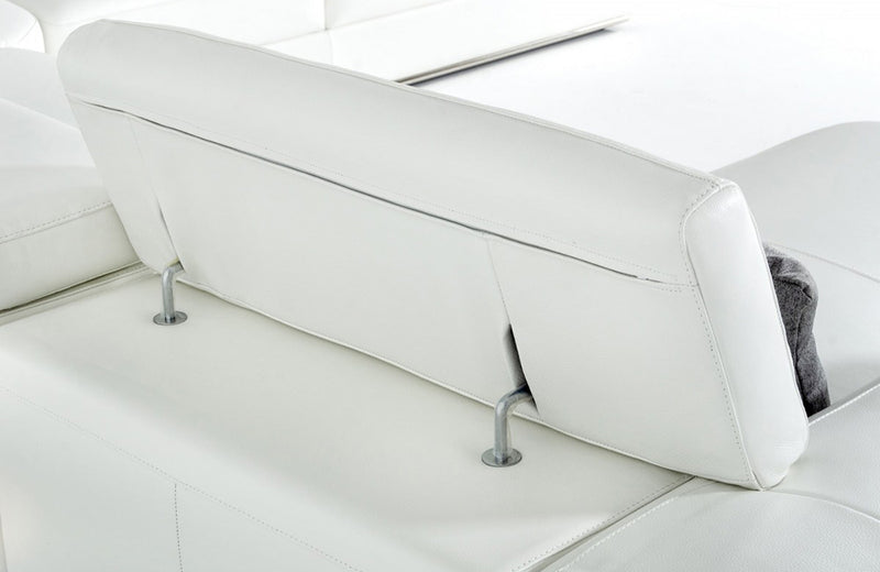 Divani Casa Pella Modern White Italian Leather U Shaped Sectional Sofa