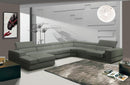 Divani Casa Pella Modern Grey Italian Leather U Shaped Sectional Sofa