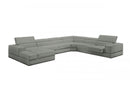 Divani Casa Pella Modern Grey Italian Leather U Shaped Sectional Sofa