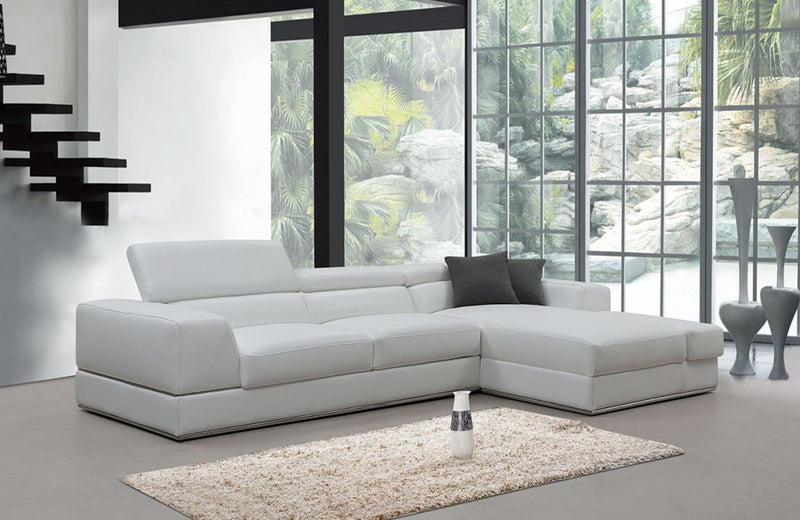 Divani Casa Pella Mini Modern White Leather Right Facing Sectional Sofa