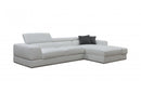 Divani Casa Pella Mini Modern White Leather Right Facing Sectional Sofa