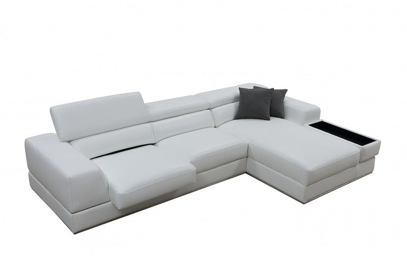 Divani Casa Pella Mini Modern White Leather Right Facing Sectional Sofa