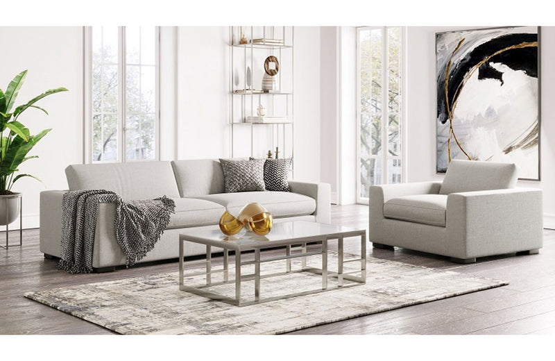 Divani Casa Poppy Modern White Fabric Long Sofa