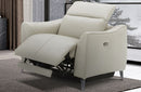 Divani Casa Prairie Light Grey Leather Electric Recliner with Electric Headrest