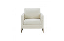 Modrest Prince Contemporary Cream Fabric + Gold Metal Accent Chair