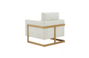 Modrest Prince Contemporary Cream Fabric + Gold Metal Accent Chair