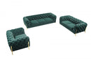 Divani Casa Quincey Transitional Emerald Green Velvet Sofa Set