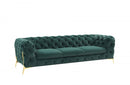 Divani Casa Quincey Transitional Emerald Green Velvet Sofa