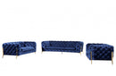 Divani Casa Quincey Transitional Blue Velvet Sofa Set
