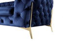Divani Casa Quincey Transitional Blue Velvet Sofa Set