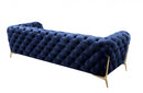 Divani Casa Quincey - Transitional Blue Velvet Sofa