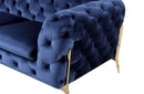 Divani Casa Quincey - Transitional Blue Velvet Sofa