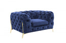 Divani Casa Quincey Transitional Blue Velvet Chair