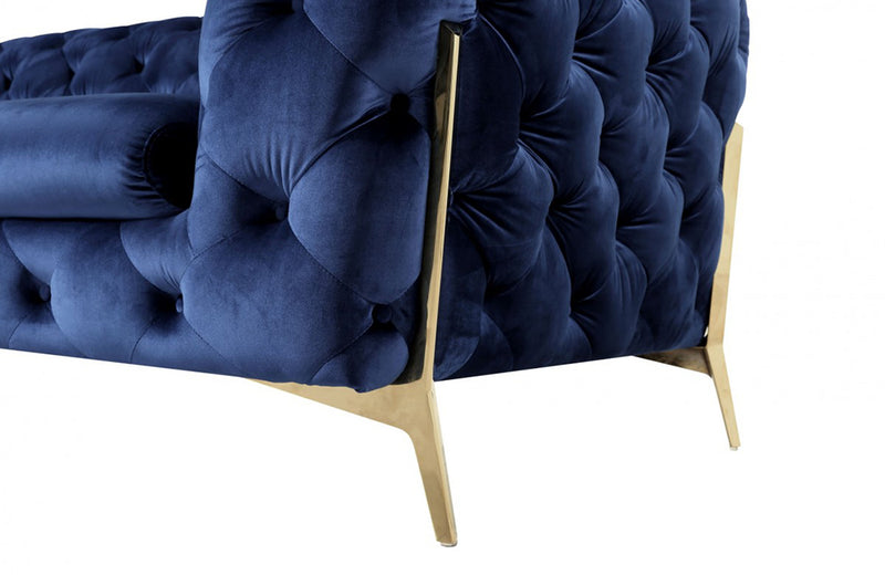 Divani Casa Quincey Transitional Blue Velvet Chair