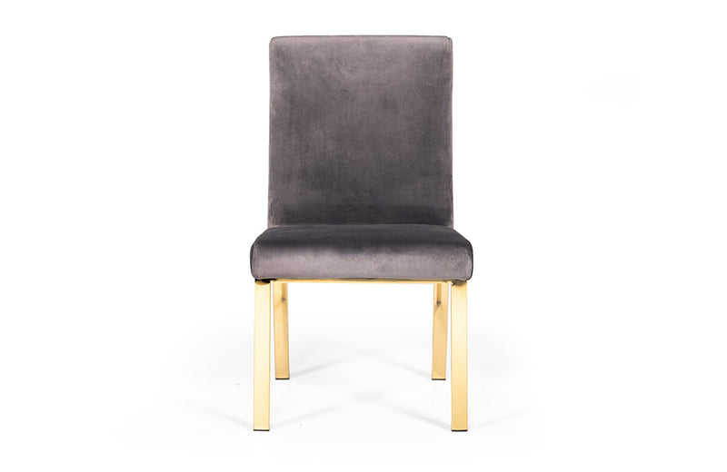 Modrest Reba Modern Grey Velvet & Gold Dining Chair (Set of 2)