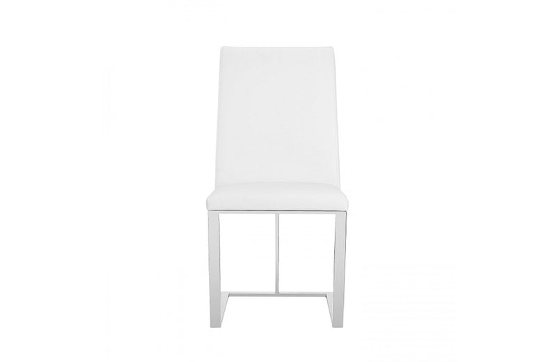 Modrest Frankie Modern White & Brushed Stainless Steel Dining Chair