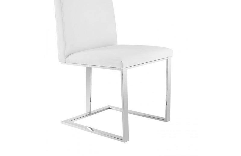 Modrest Frankie Modern White & Brushed Stainless Steel Dining Chair