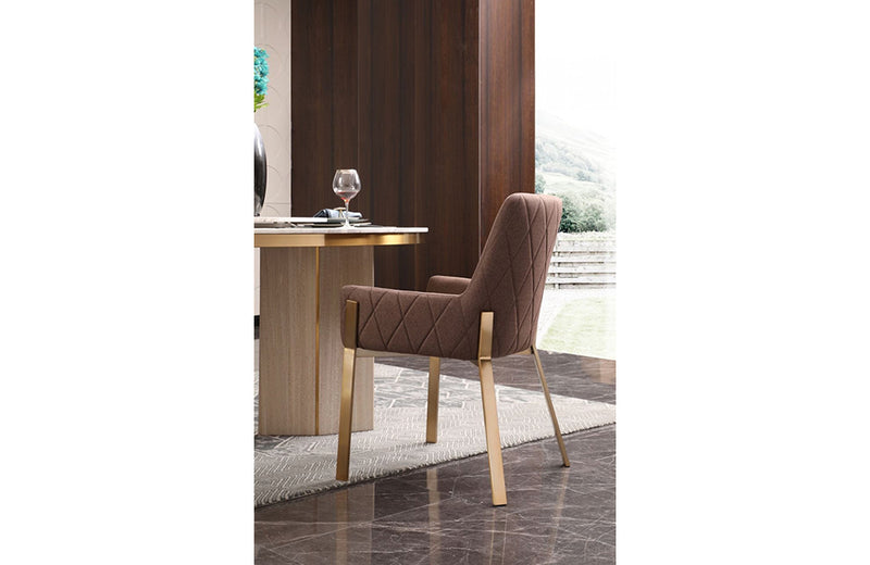 Modrest Robin Modern Brown & Brass Dining Chair
