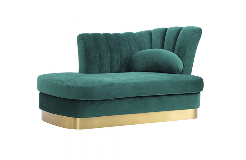 Divani Casa Arvada Modern Green Velvet & Gold Loveseat Chaise