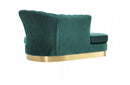 Divani Casa Arvada Modern Green Velvet & Gold Loveseat Chaise