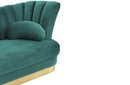 Divani Casa Arvada Modern Green Velvet & Gold Loveseat Chaise