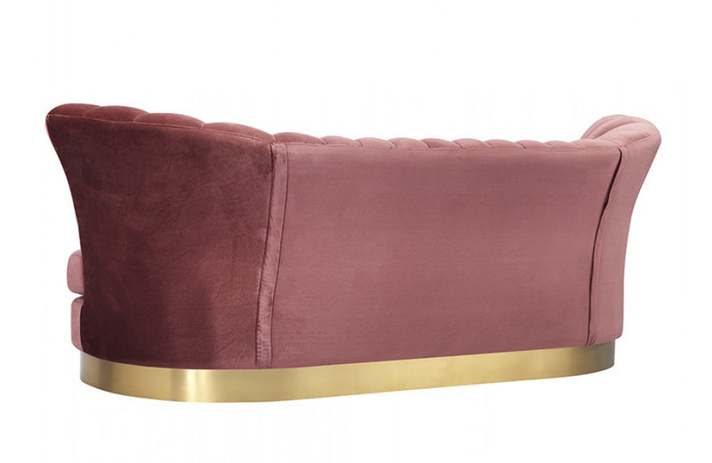 Divani Casa Arvada Modern Pink Velvet & Gold Sofa