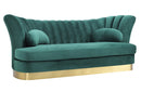 Divani Casa Arvada Modern Green Velvet & Gold Sofa