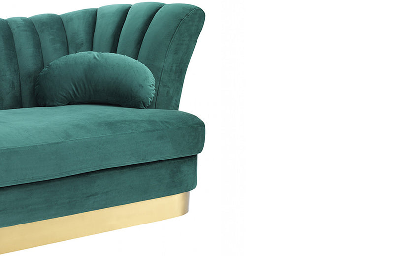 Divani Casa Arvada Modern Green Velvet & Gold Sofa