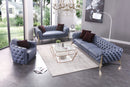 Divani Casa Catania Transitional Blue Leatherette Sofa Set
