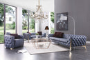 Divani Casa Catania Transitional Blue Leatherette Sofa Set