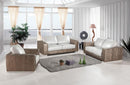 Paul Modern Bronze & White Leather Sofa Set