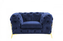 Divani Casa Sheila Transitional Dark Blue Fabric Chair