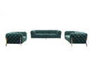 Divani Casa Sheila Modern Emerald Green Fabric Sofa Set