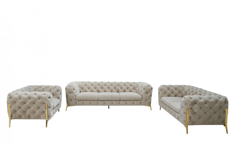Divani Casa Sheila Transitional Beige Fabric Sofa Set