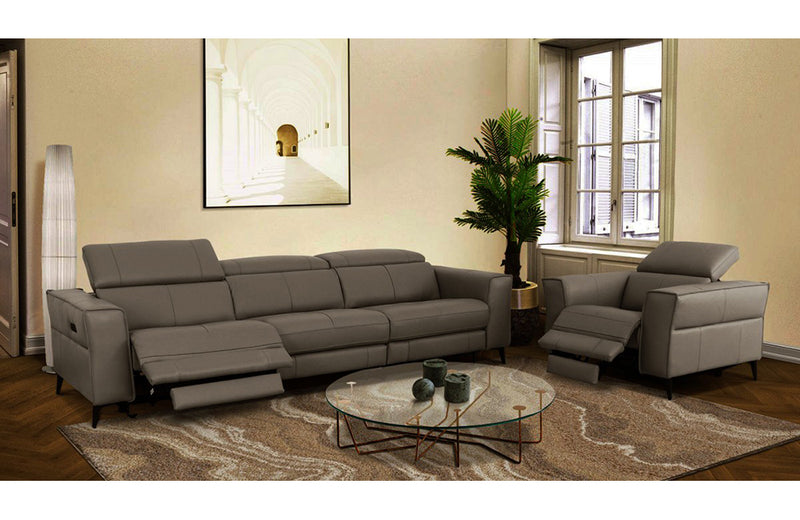 Divani Casa Nella Modern Dark Grey Leather Sofa w/ Electric Recliners