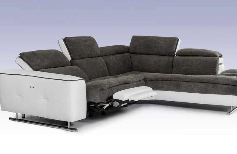 Starlight Italian Modern Gray & White Fabric & Leather Sectional Sofa