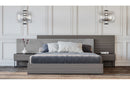 Nova Domus Enzo Italian Modern Grey Oak & Fabric Bed w/ Nightstands