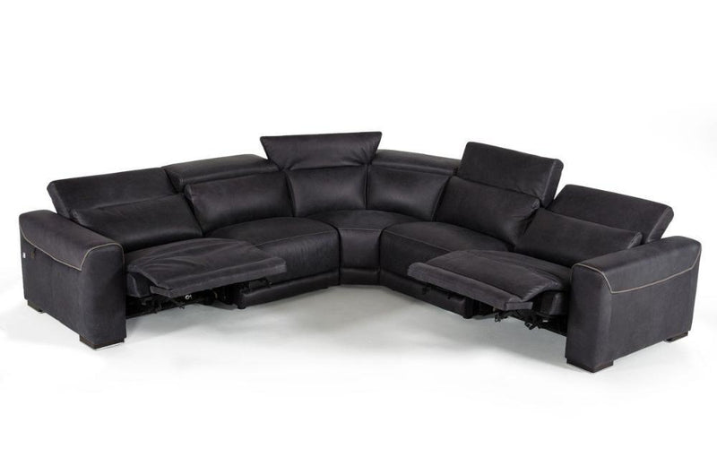 Thelma Modern Black Italian Leather Sectional Sofa