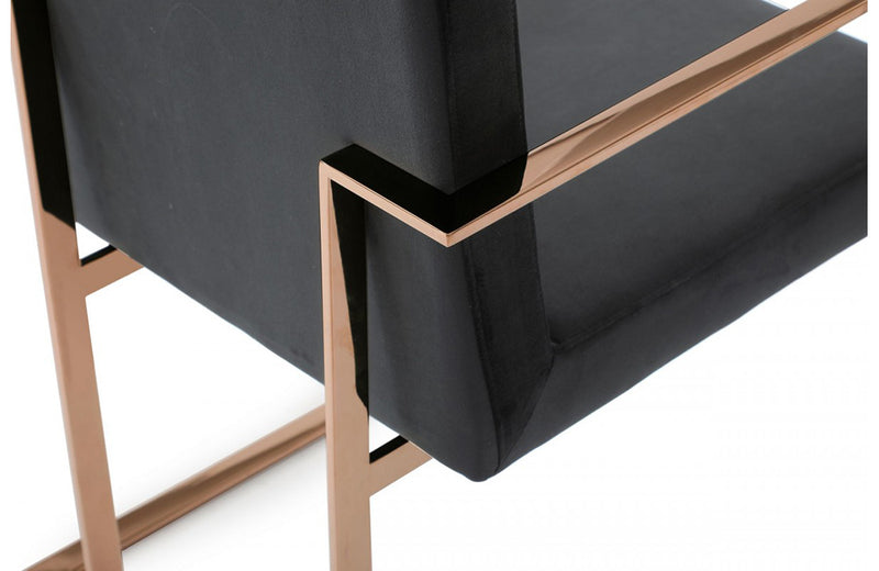 Modrest Trea Modern Black Velvet & Rosegold Dining Chair