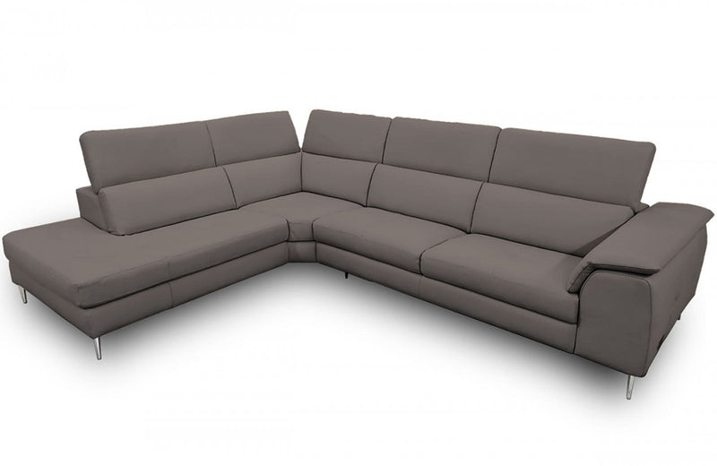 Coronelli Collezioni Viola - Italian Contemporary Grey Leather Sectional Sofa