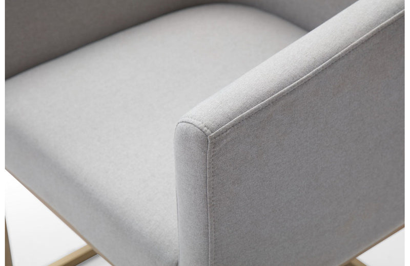 Modrest Yukon Modern Light Grey Fabric + Antique Brass Dining Chair