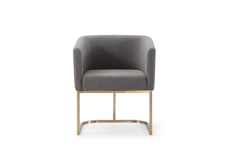 Modrest Yukon Modern Dark Grey Fabric + Antique Brass Dining Chair