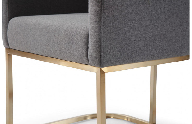 Modrest Yukon Modern Dark Grey Fabric + Antique Brass Dining Chair